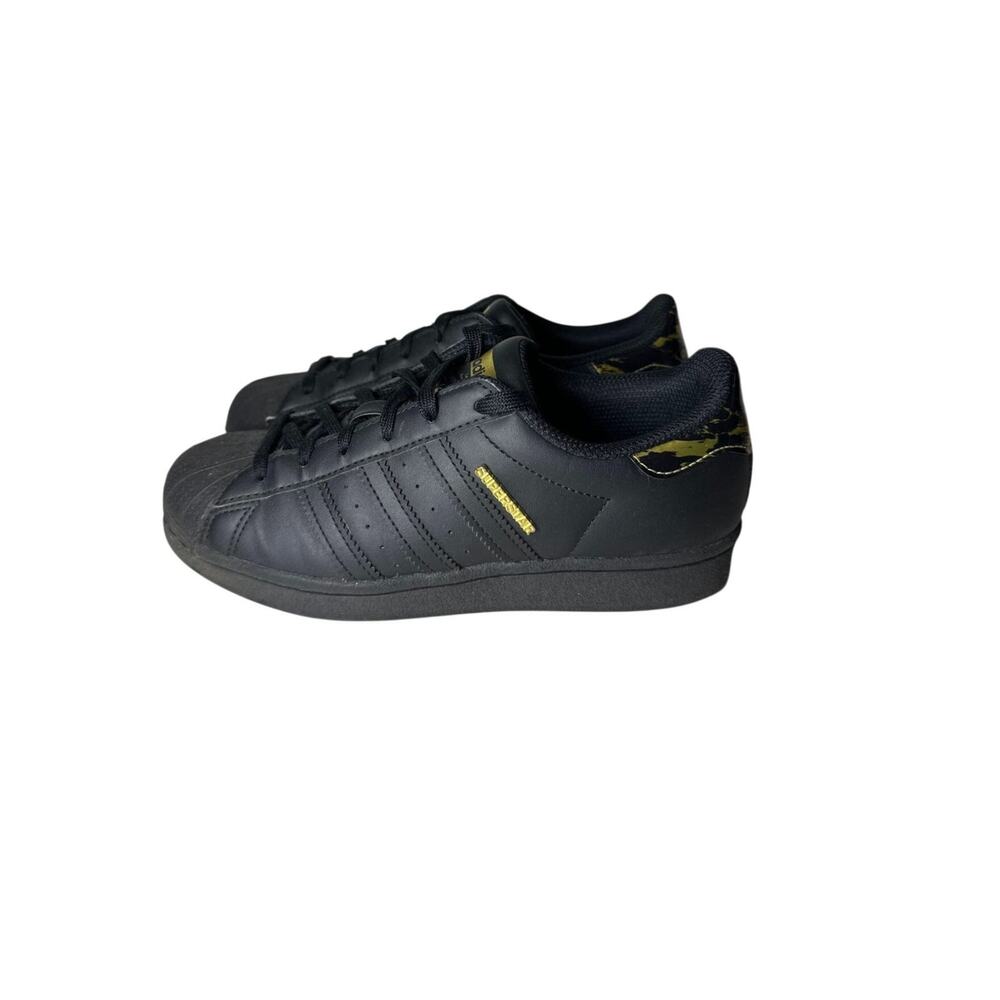 Adidas Originals Shoes Black Gold Clamshell SuperStar Sneakers Size Youth 4.5